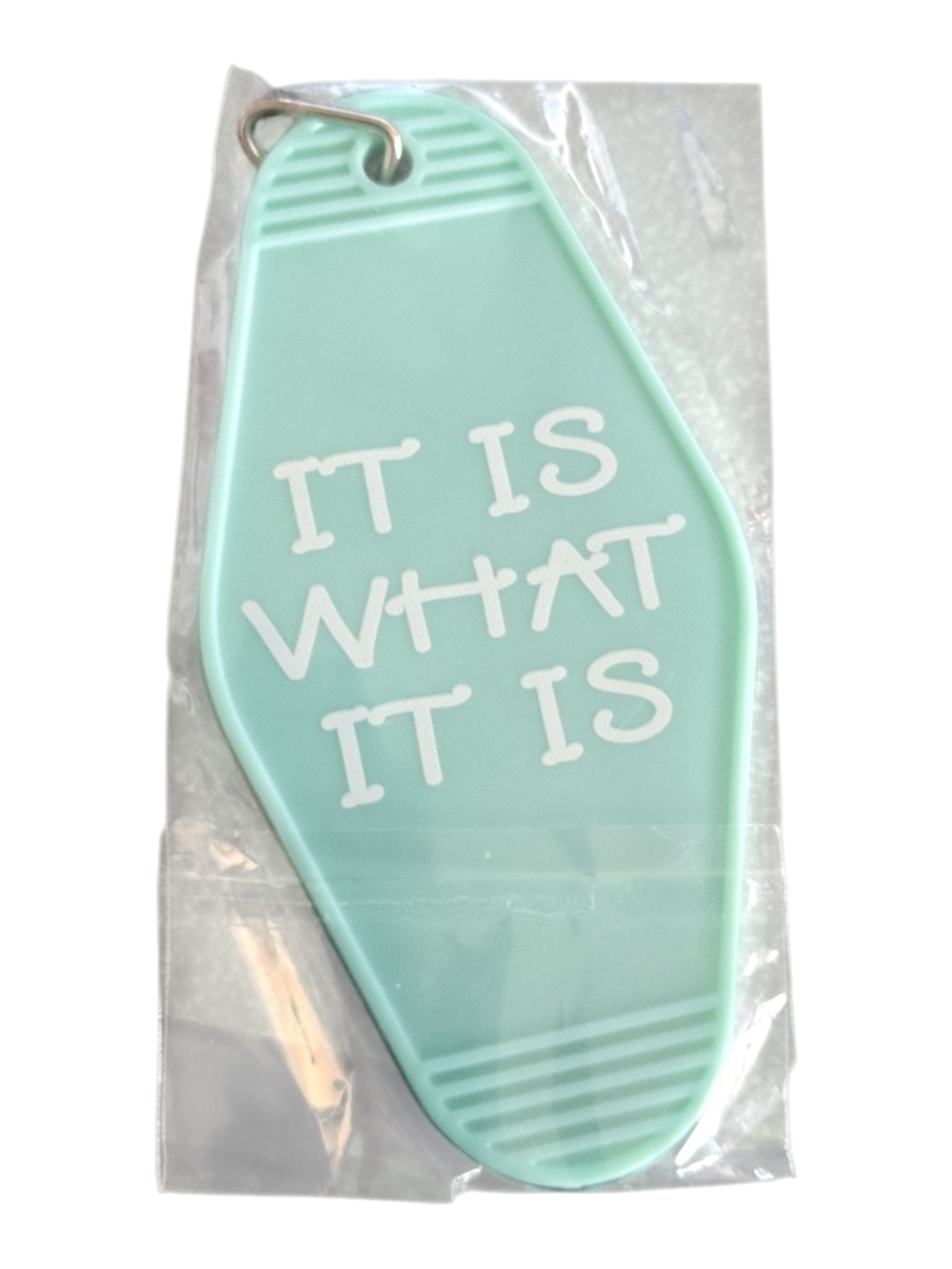 'It Is What It Is' Motel Style Key Chain - Mint Green